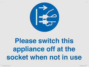 Please switch this appliance off at the socket when not in use